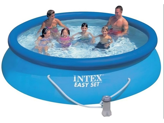 Intex Easy Set pool with children playing inside on a white background