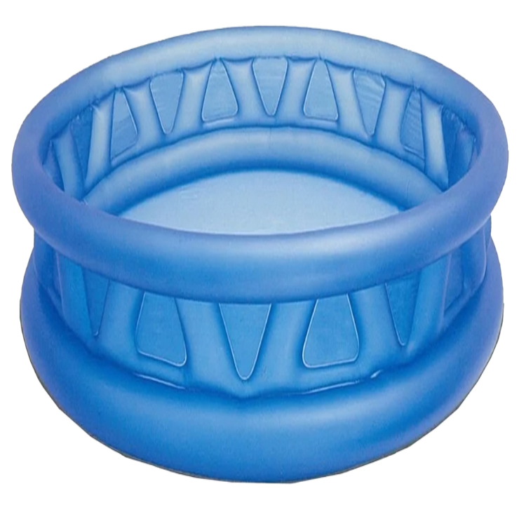 Blue plastic ring with textured surface on a white background
