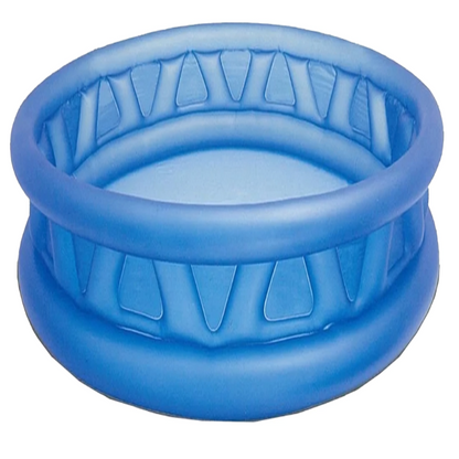 Blue plastic ring with textured surface on a white background