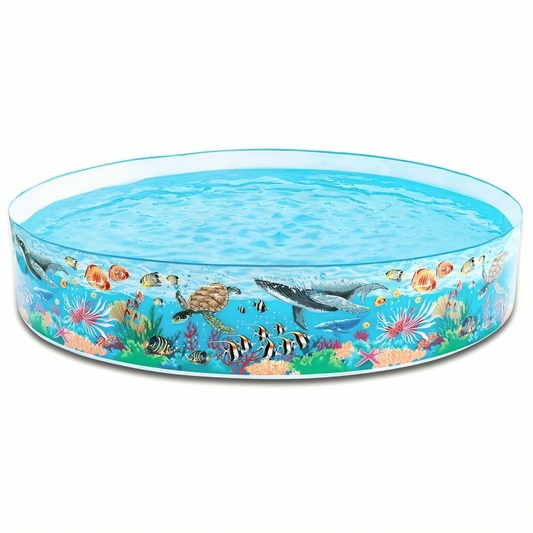 Children's inflatable pool with ocean-themed design on a white background