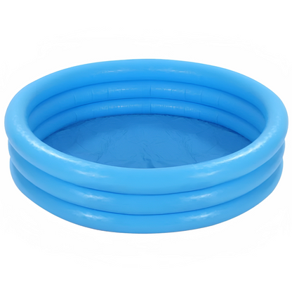 Blue inflatable pool with three concentric rings on a white background