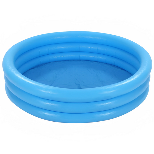 Blue inflatable pool with three concentric rings on a white background