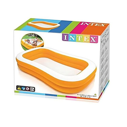 Intex inflatable pool with packaging on a white background
