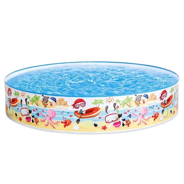 Children's inflatable pool with cartoon characters on a white background