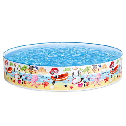 Children's inflatable pool with cartoon characters on a white background