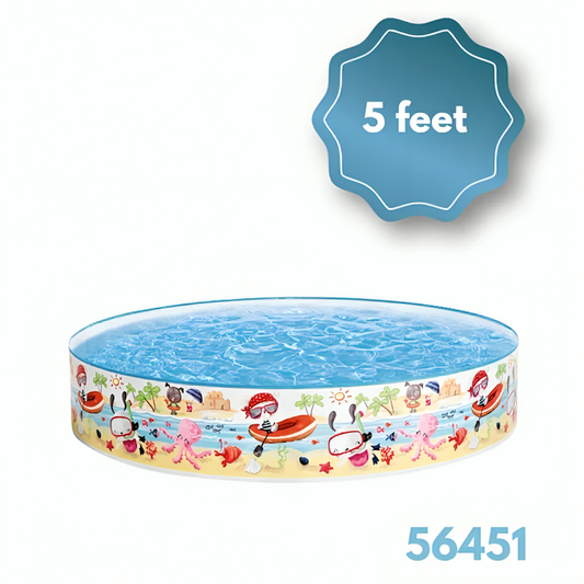 Inflatable pool with cartoon design and '5 feet' label on a white background