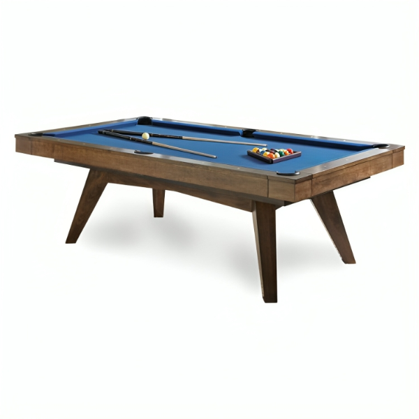 Modern Wooden Pool Table with Blue Felt – Stylish Billiards Table for Home & Game Room