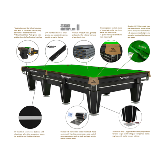 Rasson Magnum 2 Snooker Table | Professional 12ft Tournament-Grade Table 1