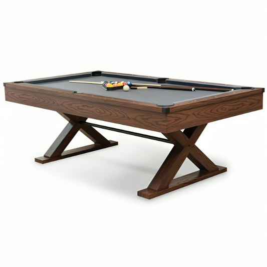Rustic and Modern X-Leg Pool Table – High-Quality Billiards Table for Home & Game Room 1