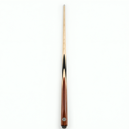 Snooker cue with brown and black design on a white background