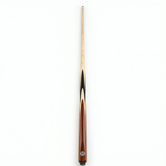 Snooker cue with brown and black design on a white background