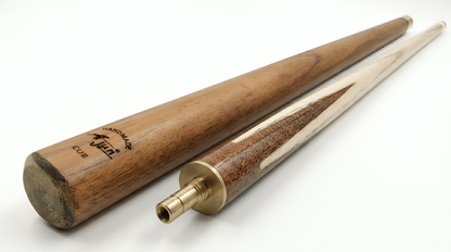 Wooden and brass cone-shaped tool on a white background