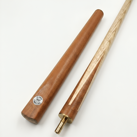 Wooden and brass rod on a white background